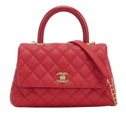 Mini Coco Top Handle, &pound;3,000, Handbags, Red, Caviar Leather/Lizard, Front view